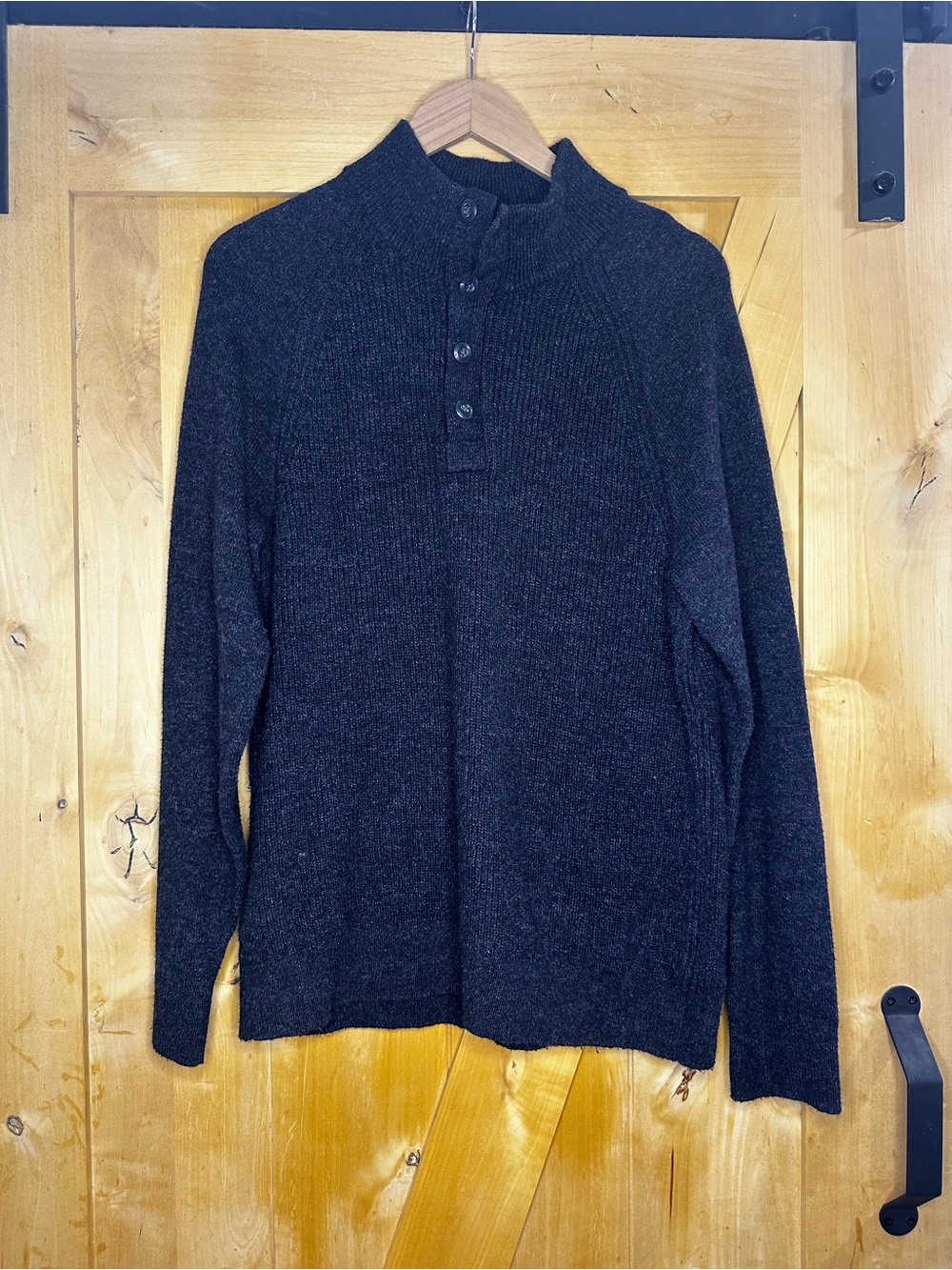 GAP Men's Charcoal Henley Zip-Neck Sweater